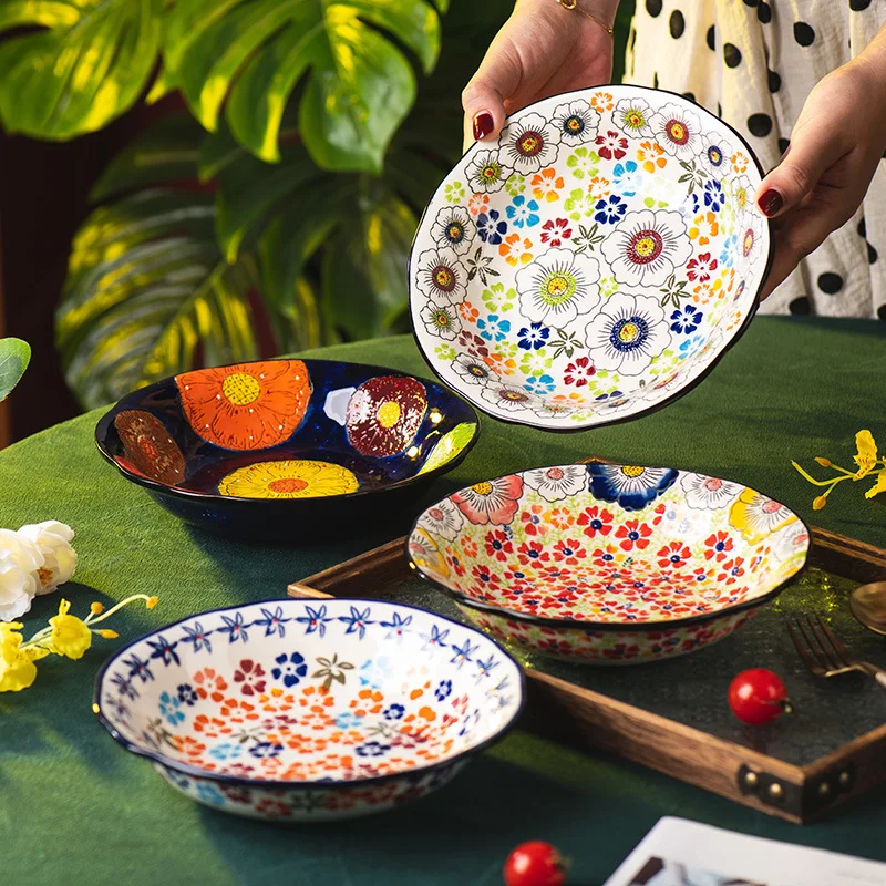 

Hand painted plate Household ceramic plate Vegetable deep plate Breakfast Fish Dumpling
