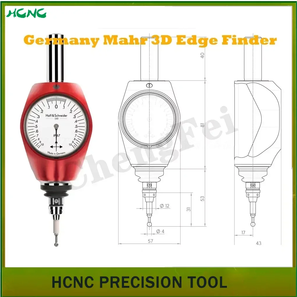 CNC German HOFFMAN 3D edge finder pointer Mahr 359550 red 3D contact probe three-dimensional centering MarTest 802 NW