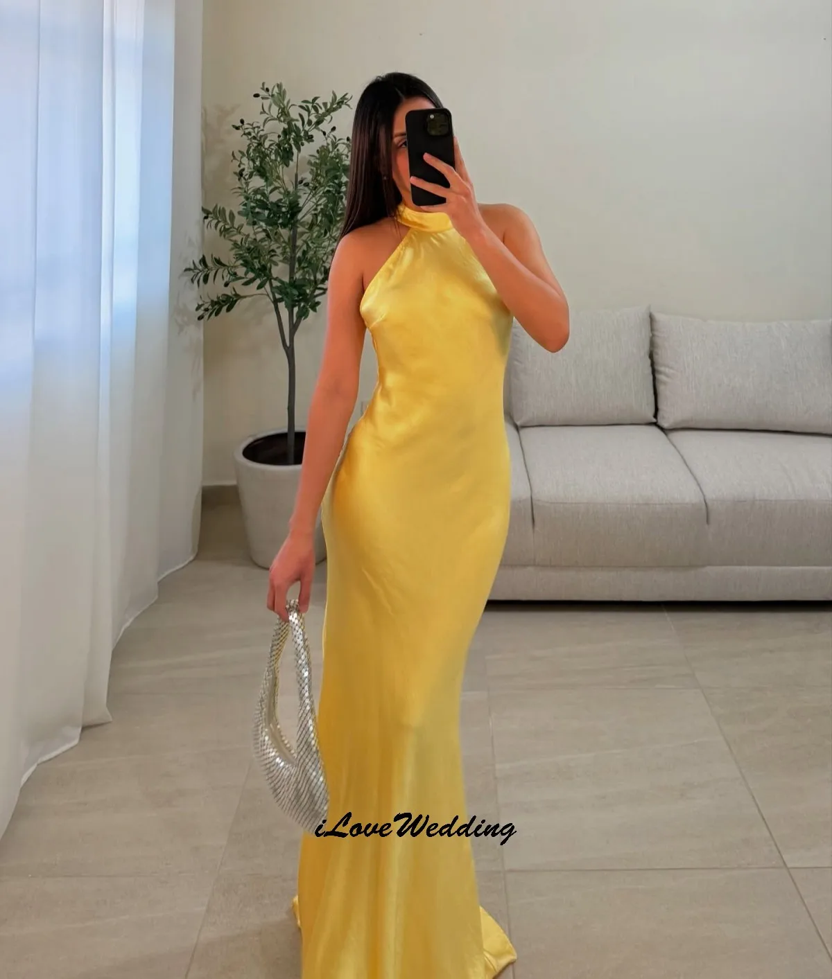 

Yellow Strapless Evening Dresses 2025 Elegant Wedding Party Dress For Woman Satin Mermaid Bow Prom Dress Floor Length Customized
