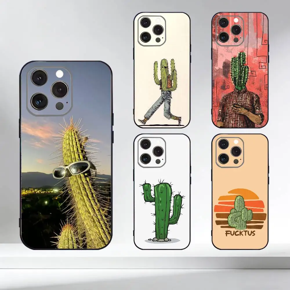 

C-Cactus Phone Case For iPhone 17,16,15,14,13,12,11 Plus,Pro Max,XS,Soft Silicone Black Cover