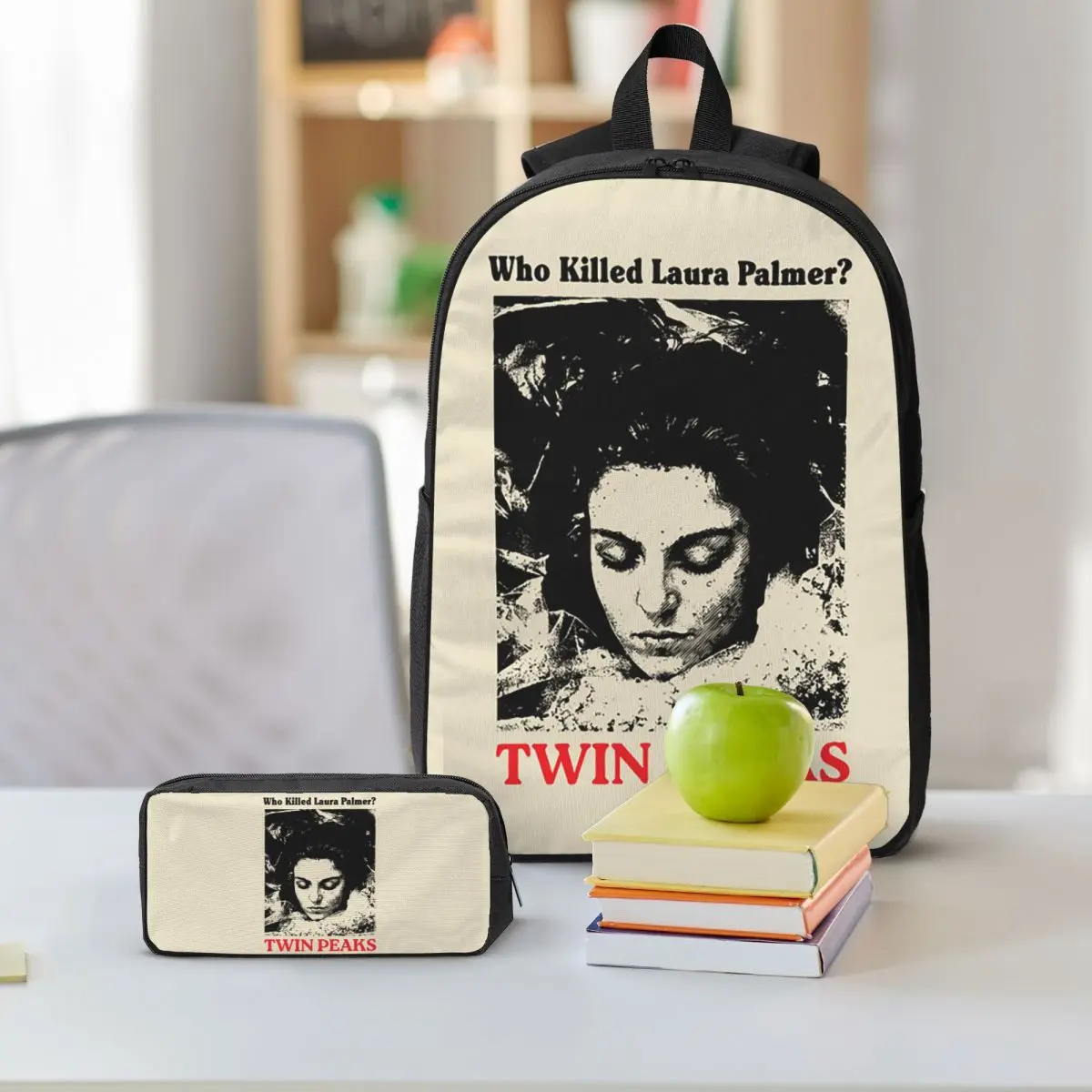 Twin Peaks Movie Who Killed Laura Palmer Backpack Student BookBag School Bag Shoulder Bags 3ps Insulated Lunch Bag Pencil Case