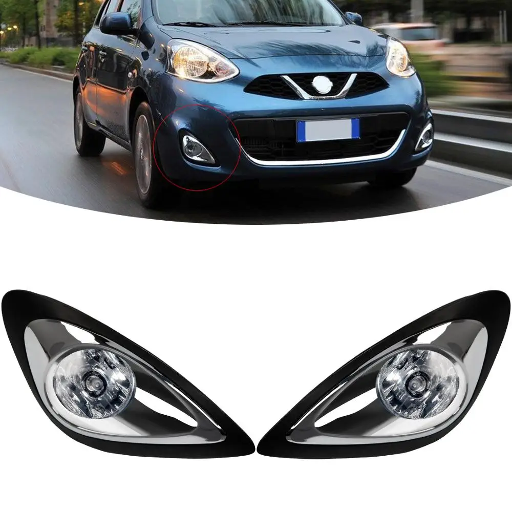 

M&C For Nissan March Micra 2013 2014 2015 2016 Hatchback Car Hologen Fog Lamp Chrome Cover Front Bumper Light Auto Light Parts