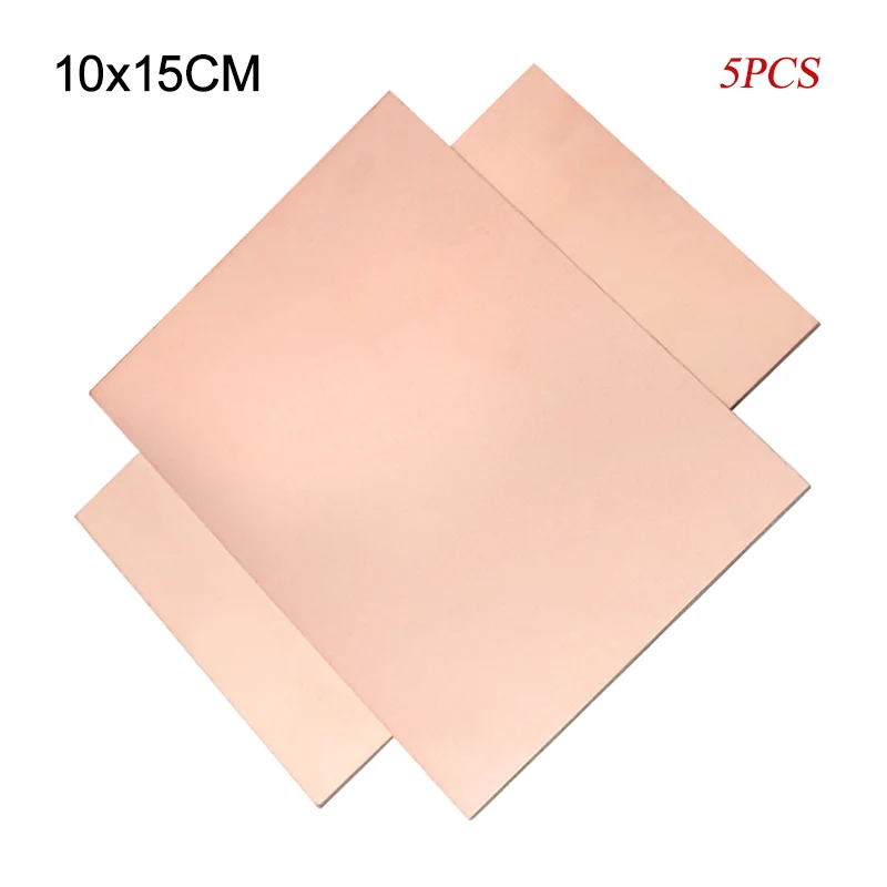 5PCS 10x15CM FR-4 Fiberglass Copper Clad Laminate Board 10*15CM PCB Double-Sided DIY Printed Prototype Circuit Board