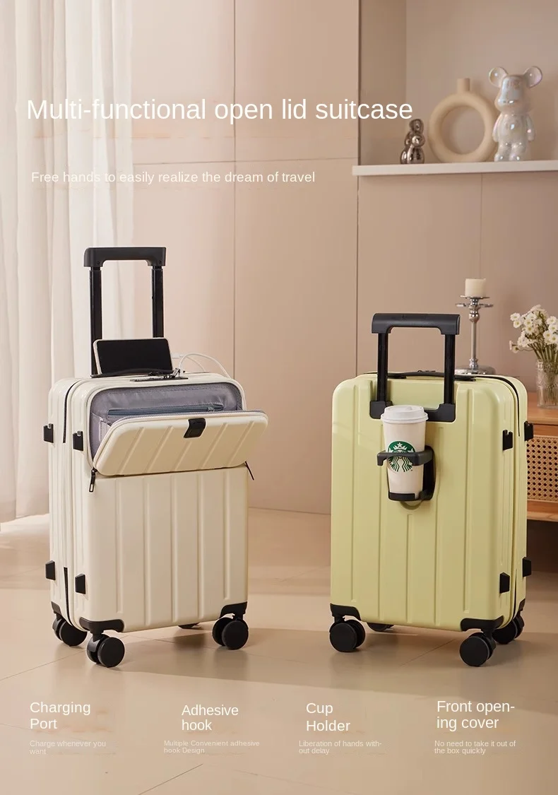 Luggage 18/20 inch Carry-on Cabin Suitcase 2025 New Lightweight Mute Trolley Case Strong TSA Lock Password Travel Bag