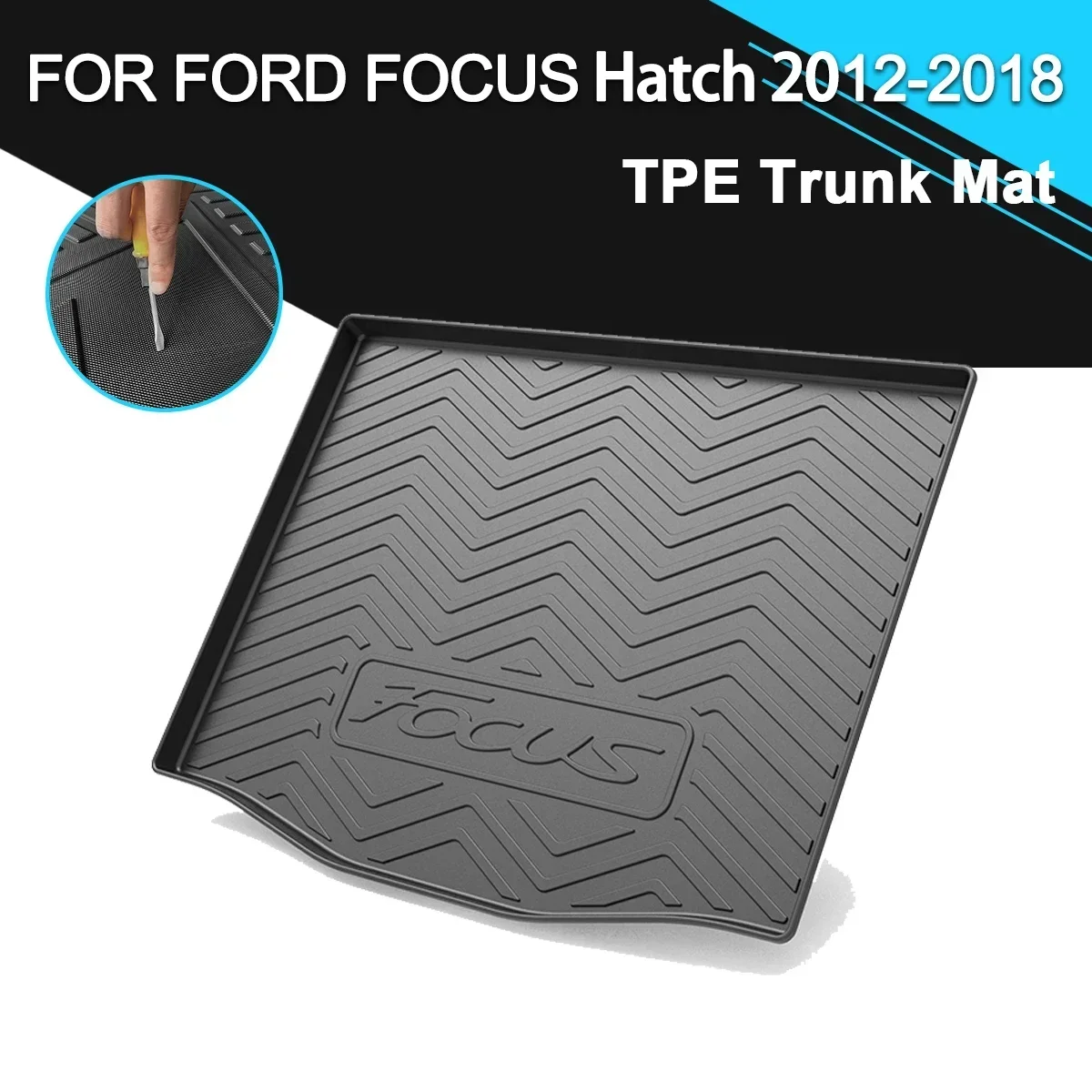 

Car Rear Trunk Cover Mat Non-Slip Waterproof Rubber TPE Cargo Liner Accessories For Ford Focus Hatchback 2012-2018