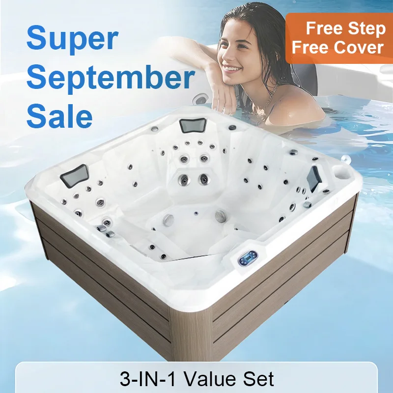 Modern 6-person Outdoor Hot Tub, Acrylic With Insulation And Massage Nozzle, Suitable For Home Backyard Gardens, Factory Supplie