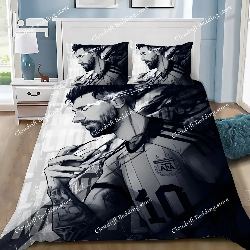 Duvet Cover Pillowcase Bedding Set Famous Footballer M-Messis Adult BoyGirl Bedroom Decoration Children Single Double Large Size
