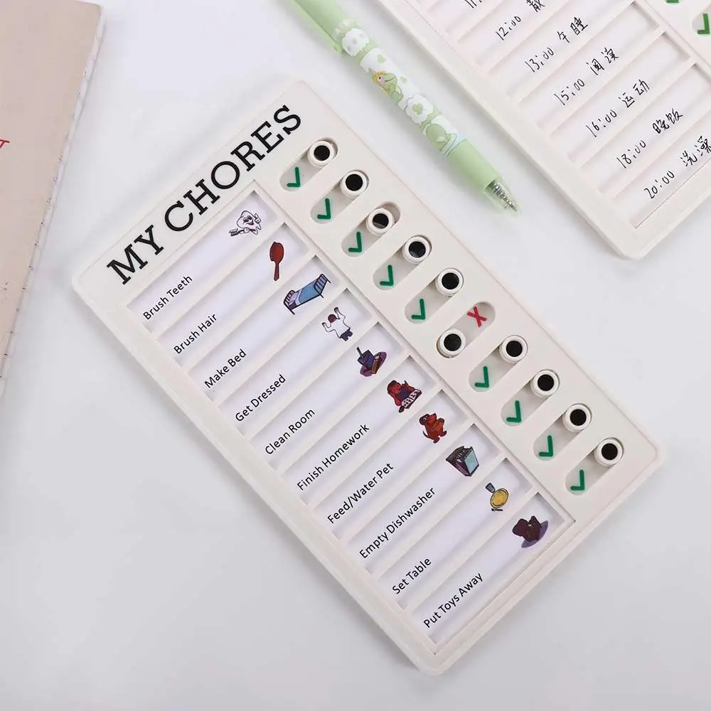 Planner Kids DIY Management Book Chore Chart Children's Self-discipline Punch Card Student Message Checklist Memo Plastic Board