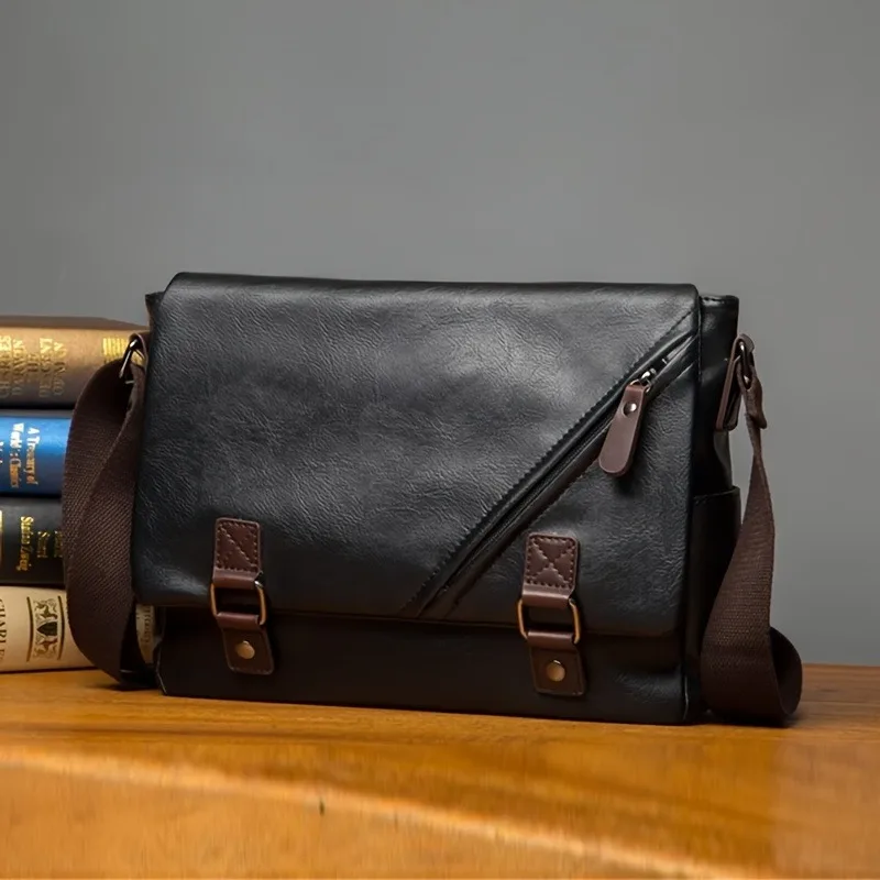 Men's PU Leather Shoulder Bag Business Casual Full Matching Envelope Bag