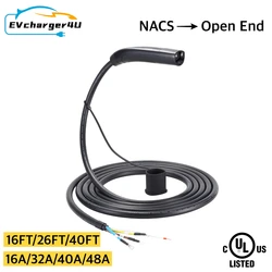 EVcharger4U-Câble de charge EV mâle vers fil ouvert, 16A, 32A, 40A, 48A, NACS, pour modèle 3 X Y S, fabriqué aux États-Unis