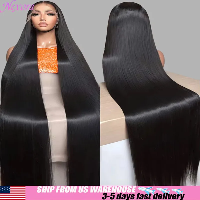 스트레이트 인모 가발 레이스 프론트 인모 가발 1B 블랙 인모 가발 40인치 인모 가발 HD 프론탈 13x6