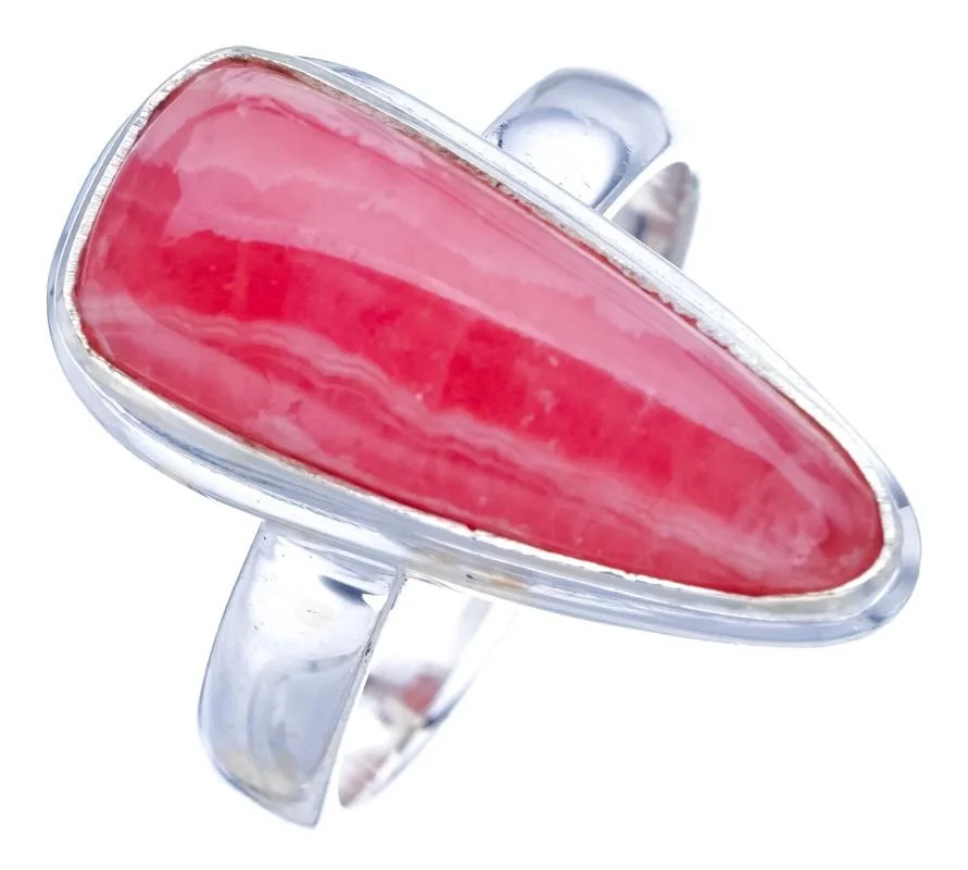 

StarGems Natural Rhodonite Handmade 925 Sterling Silver Ring 6 F0376
