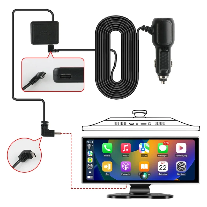 Srnubi 11,26" Dash Cam Rück Carplay Android Auto 4K DVR Navigation Player Dual Lens Recorder Dashboard WIFI BT AUX GPS FM – Detail 1