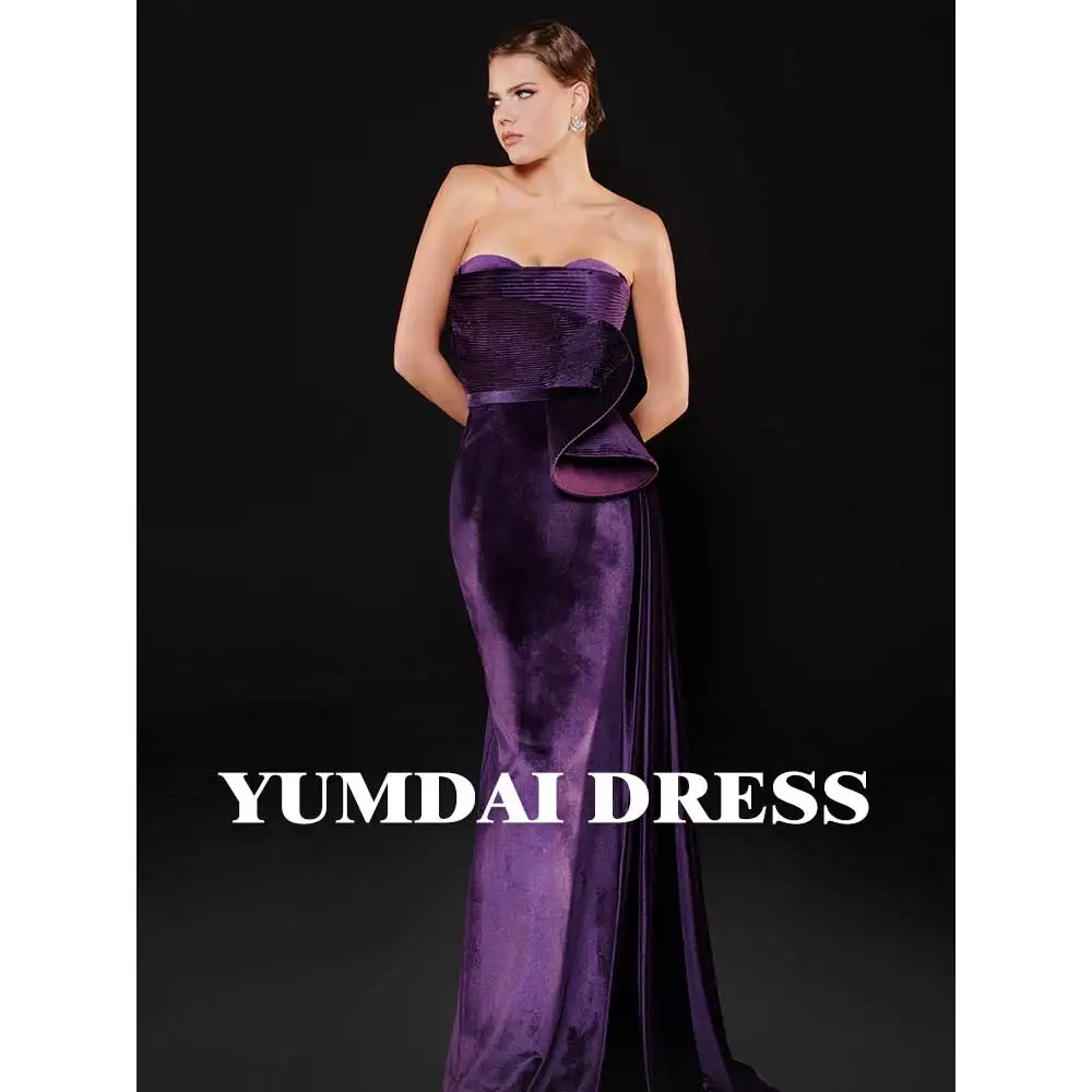 YUMDI Gorgeous Irregular Strapless Evening Dress Sexy PROM Strapless Purple New Pair Of Women's 2023 Length Special Formal Dress