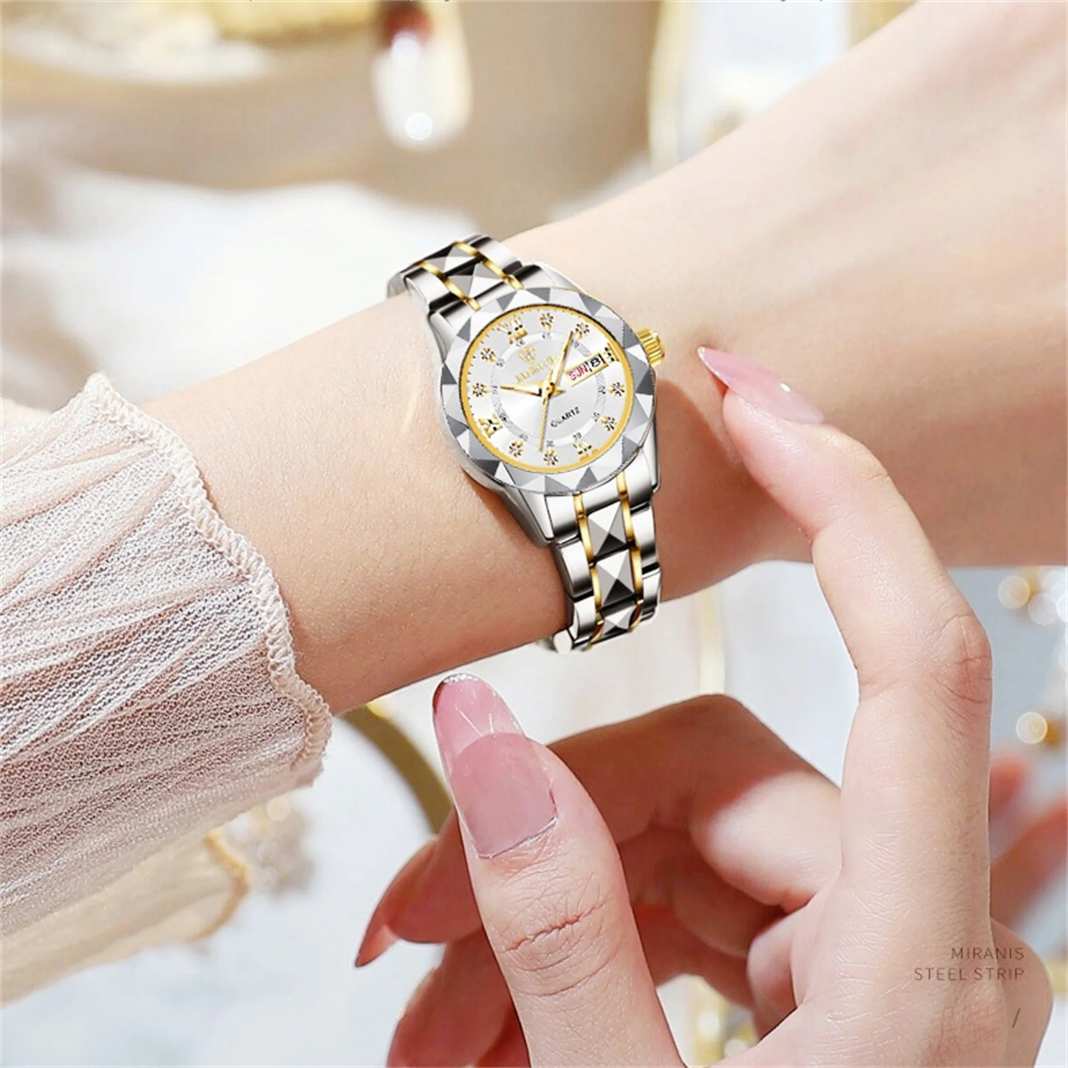 Reloj Hannah Martin negro a la moda para mujer, reloj de cuarzo japonés para mujer, relojes de pulsera informales de acero inoxidable, marca auténtica resistente al agua