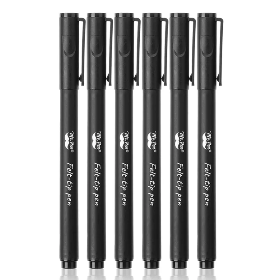 

Felt Tip Pens, Fine Point, 6 Pack, Fast Drying, No Smear, Bible Journaling Pens No Bleed-Through for Planners, Sketching, Writi