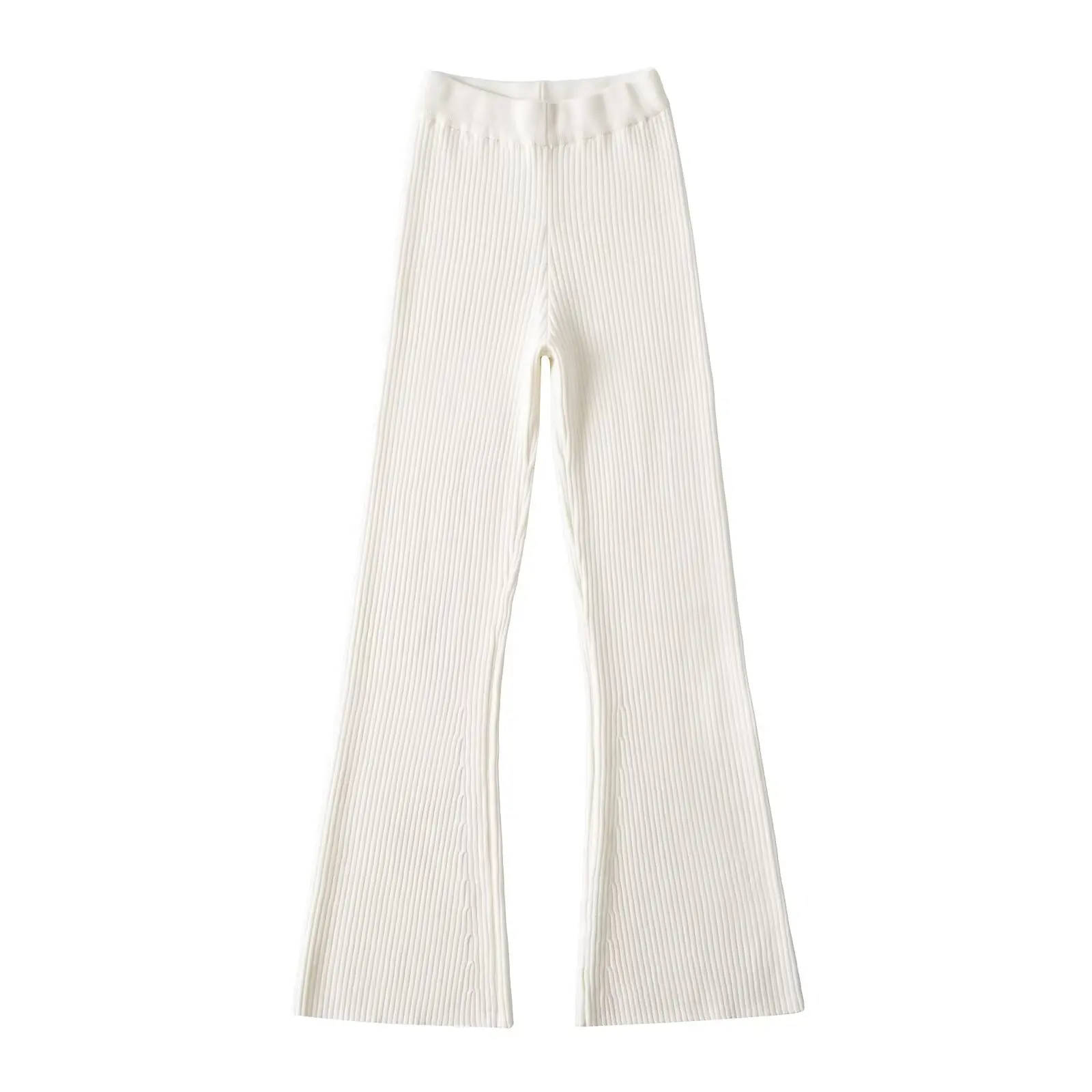 Pantaloni svasati a vita alta Street Sle Pantaloni casual a gamba larga lavorati a maglia da donna Pantaloni lunghi dimagranti elastici primaverili