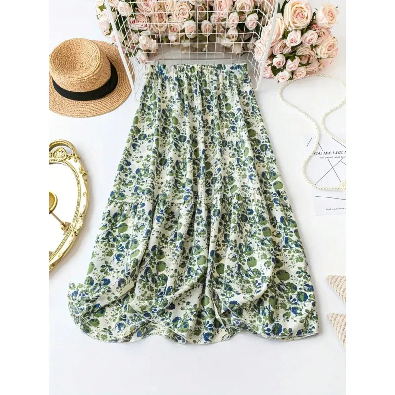 

Плюс размер 1XL-5XL, женская модная повседневная и удобная полуюбка с эластичной резинкой на талии и цветочным принтом