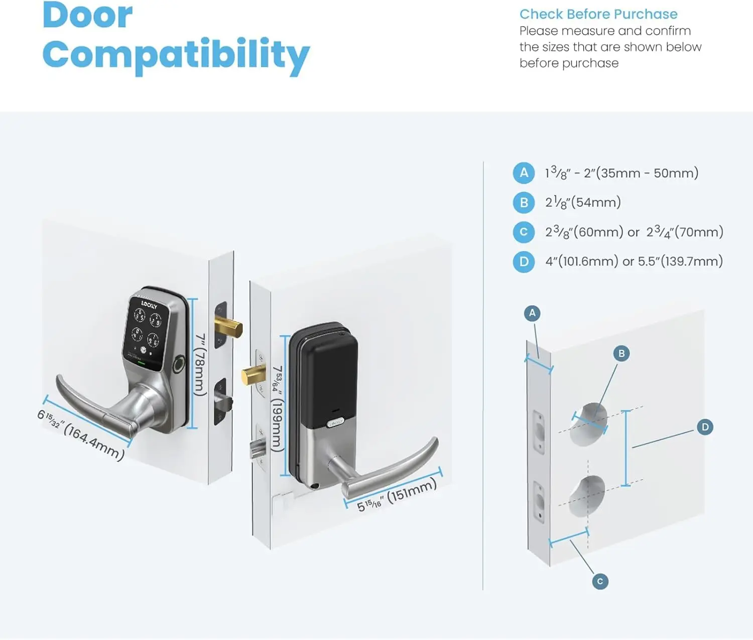 Interconnected Deadbolt+Latch (PGD678W), Front Door Handle and Deadbolt Set, 3D Biometric Fingerprint Sensor