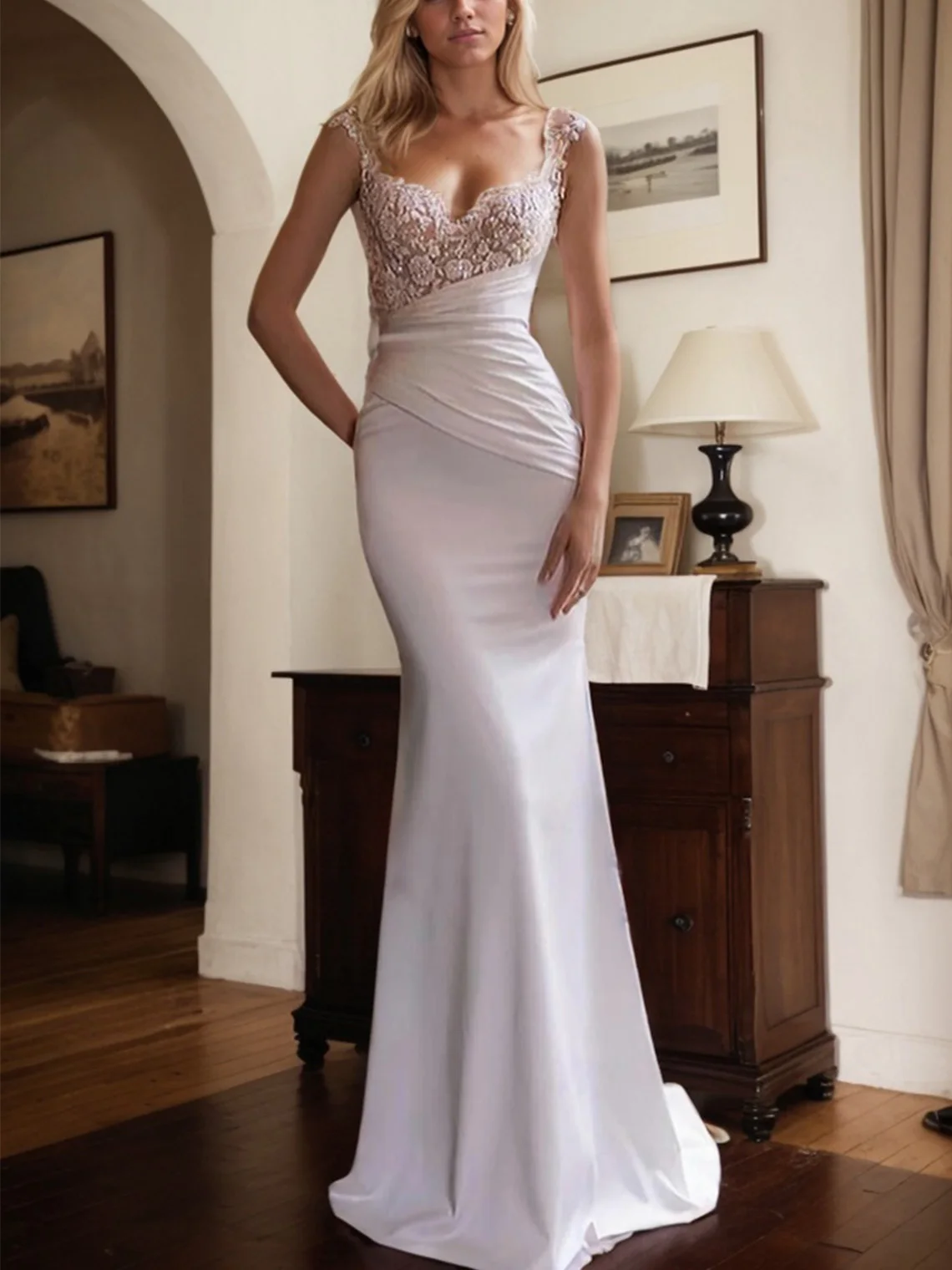 Sexy Modern A-line Formal farm Wedding Dresses V Neck Court Train Lace Cap Sleeve Ruffle Church Bridal Gown 2025 Free Customized