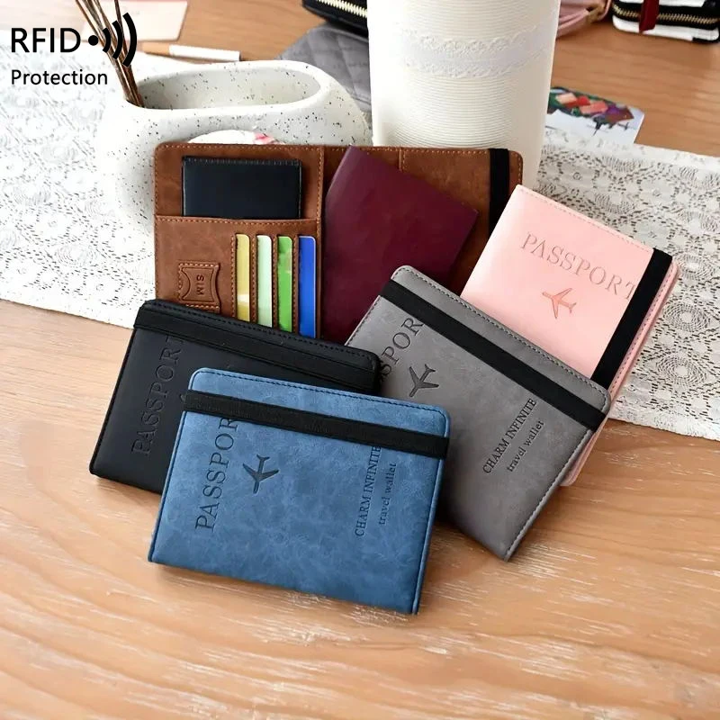 RFID anti-theft brush passport bag ticket document storage bag simple fashion card bag multi-functional travel passport holder