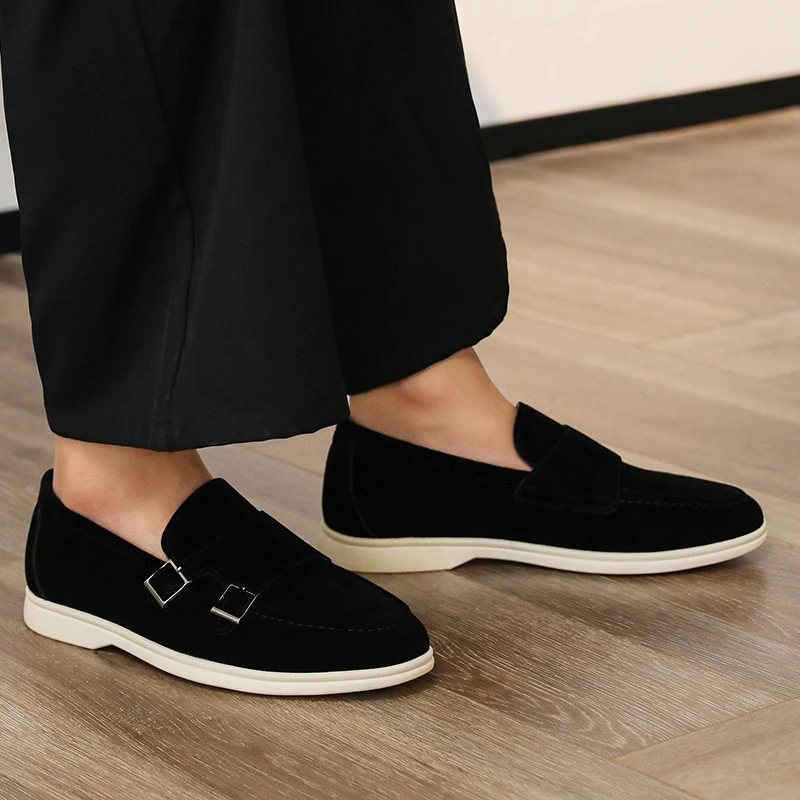 

Brand Fashionable Business Casual Leather Shoes High-quality Men Suede Leather Loafers Comfortable Soft Driving Shoes Size 38-48
