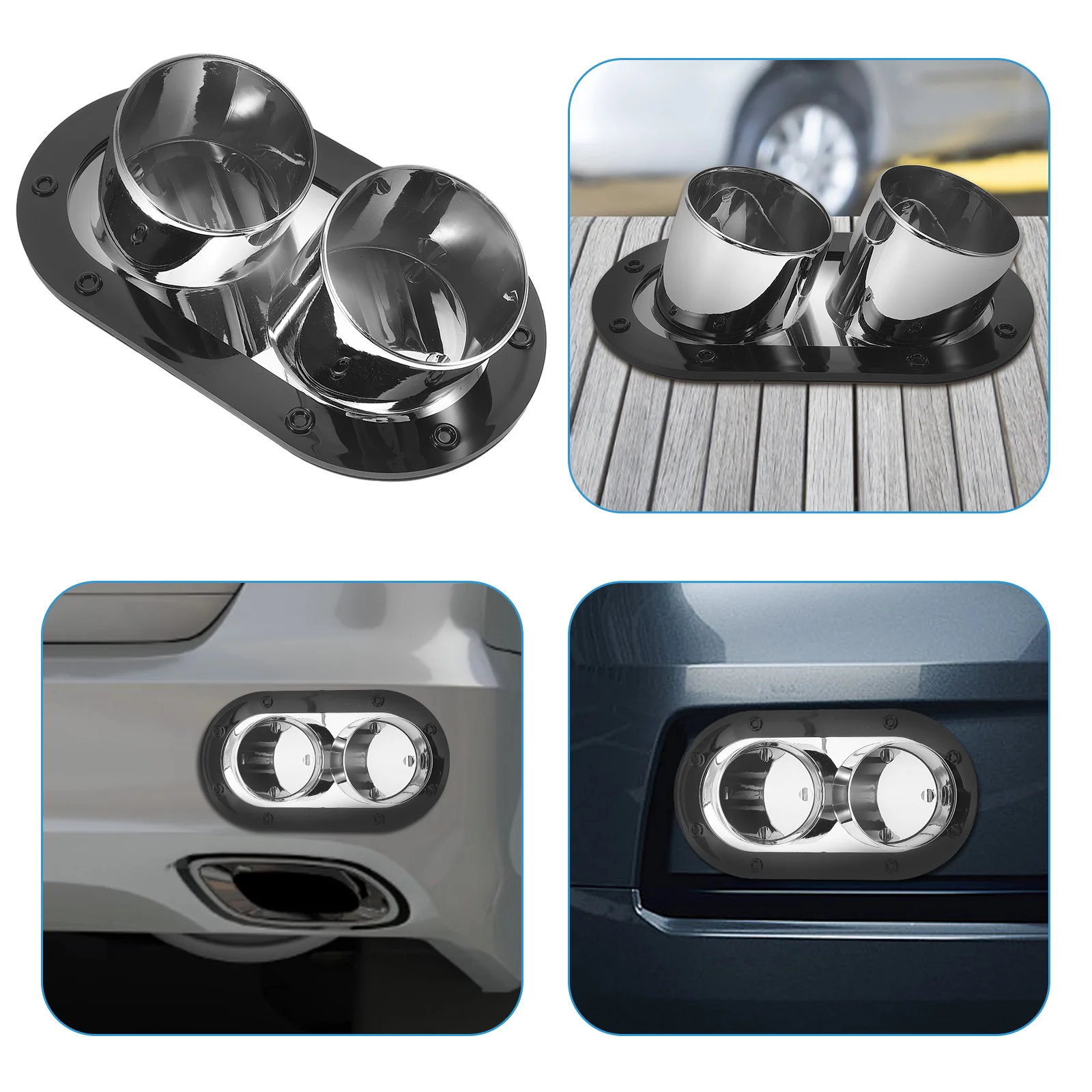 

Universal Car Bumper Protective Fake Exhaust Tube Sticker Anti-Collision Decorative Strip Vehicle Accessory for Most Models