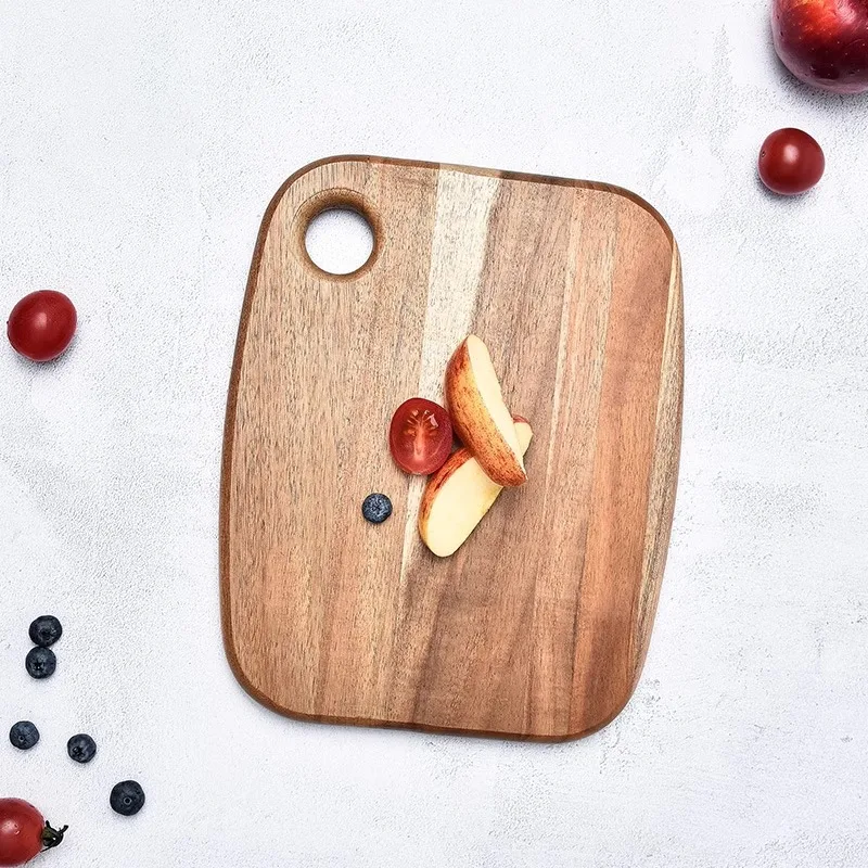 Acacia Wood Cutting Board Multi-Use Portable Home Kitchen Vegetable Meat Cutter for Outdoor Camping Fruit Slicing Accessory