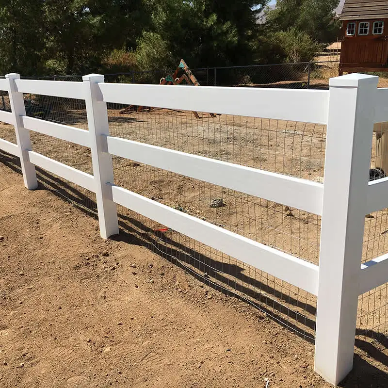 White Ranch Cattle Vinyl 3-Rail PVC Horse Paddock Farm Fence Post Security Fence Plastic Frame Pressure Treated Wood Nature Type
