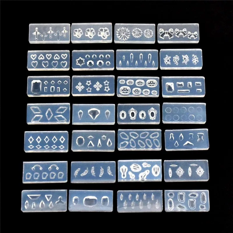 Silicone Mold Tiny Nail Art Star Leaf Heart Crown Geometric Figure Epoxy Resin Casting Molds For DIY Epoxy Resin Nail Art Crafts