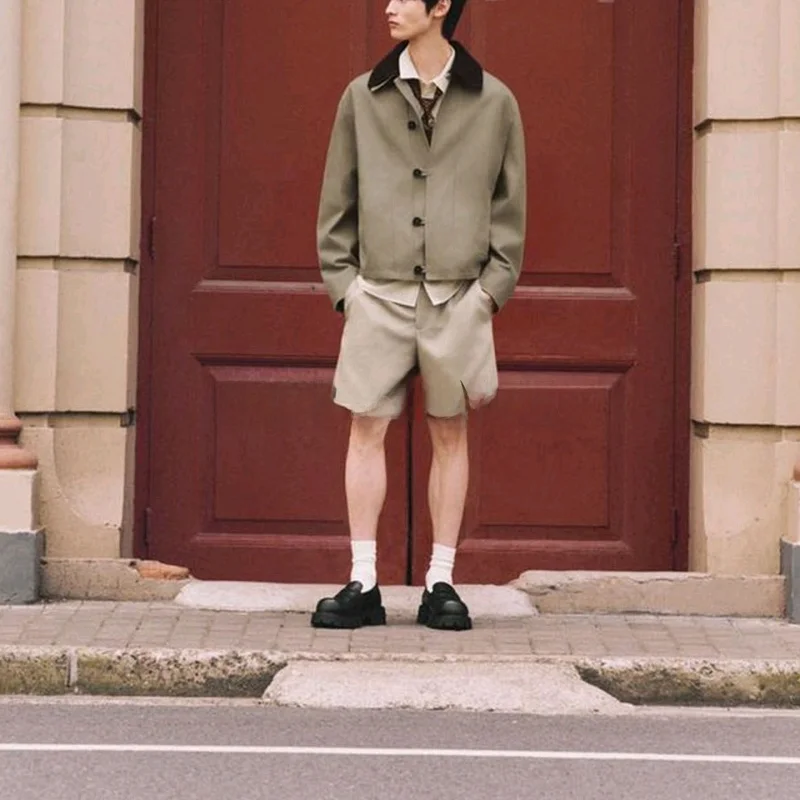 

Новая осенняя мужская повседневная куртка со свободным воротником и крючком, верхняя одежда с иглами, длинное волокно из полиэстера све, 00% молодежная посадка