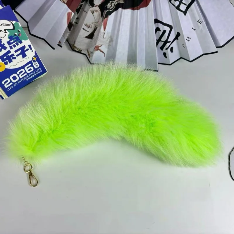 2026 Real Natural Fox Fur Tail Keychain Y2K Beautiful Bag Accessory Fox Tail Keychain Length 40cm Car Keychains For Women