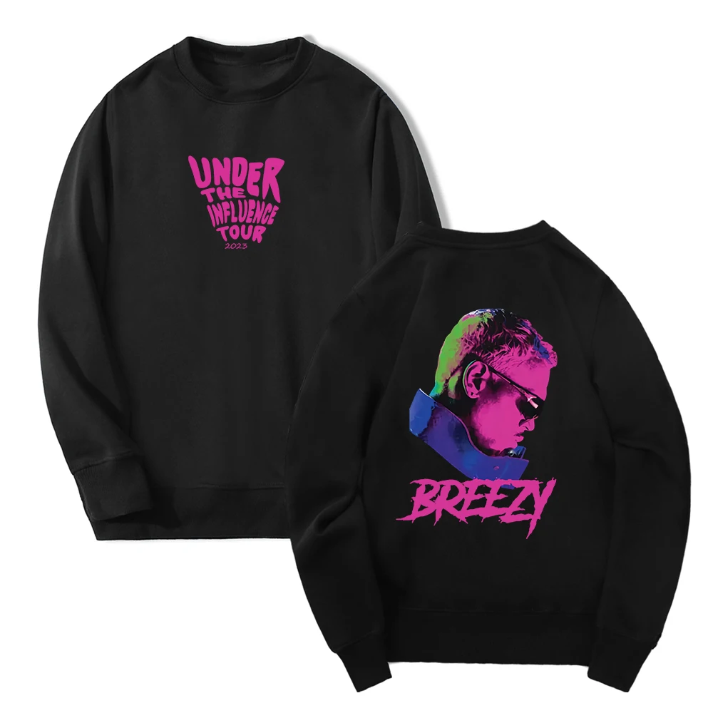 

Chris Brown Merch Under The Influence Tour 2023 Breezy Album Crewneck Long Sleeve Women Men Sweatshirt Hip Hop Clothes