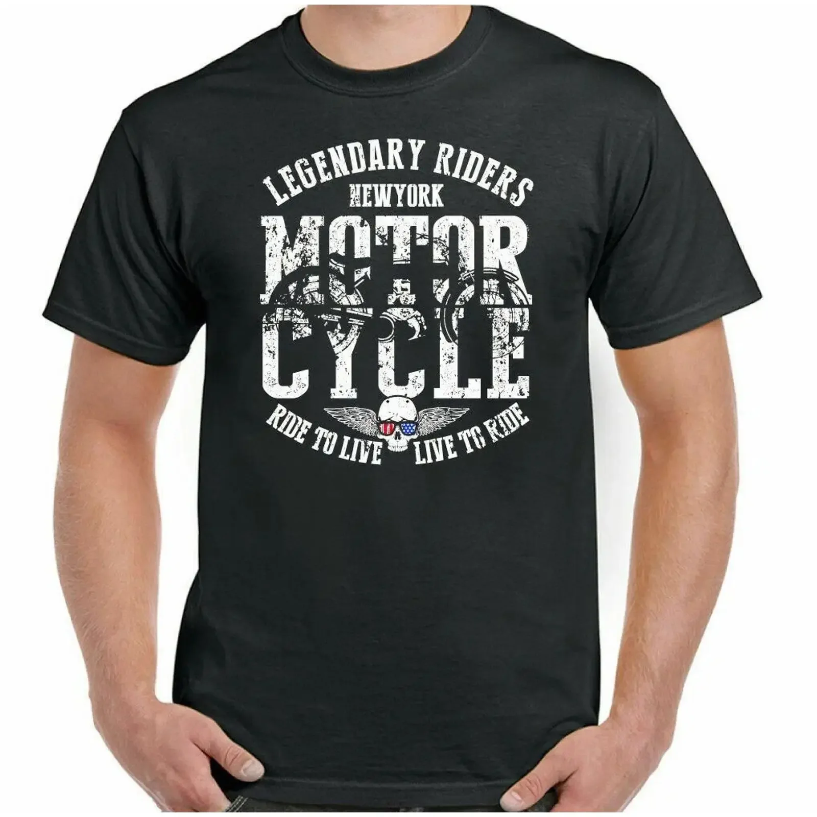 Biker Motorrad Legendary Fahrer New York Herren Fahrrad vintage Washed Top For Everyday Wear Versatile homme Comfortable