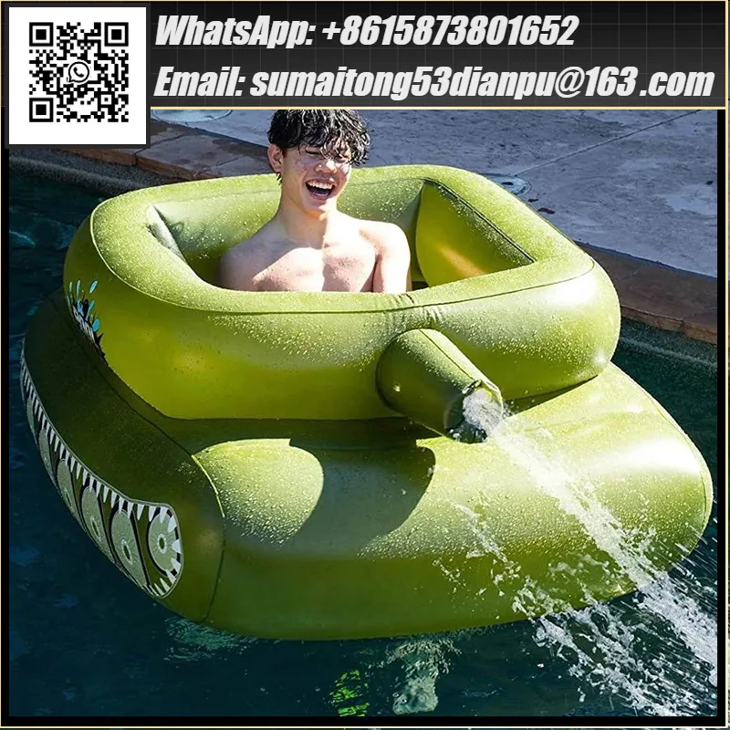 Big Size Summer Giant Tank With Watergun Inflatable  Games Adults Seats Toys Floating Truck Pool Floats Water Spray Beach Party
