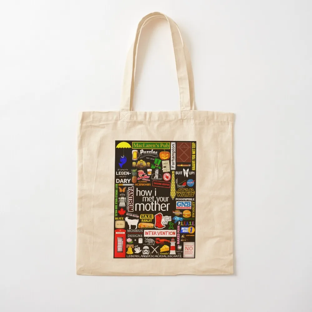 

How i Met Your Mother Collage Poster Iconographic - Infographic Tote Bag canvas shopping bag female bag Fabric Eco
