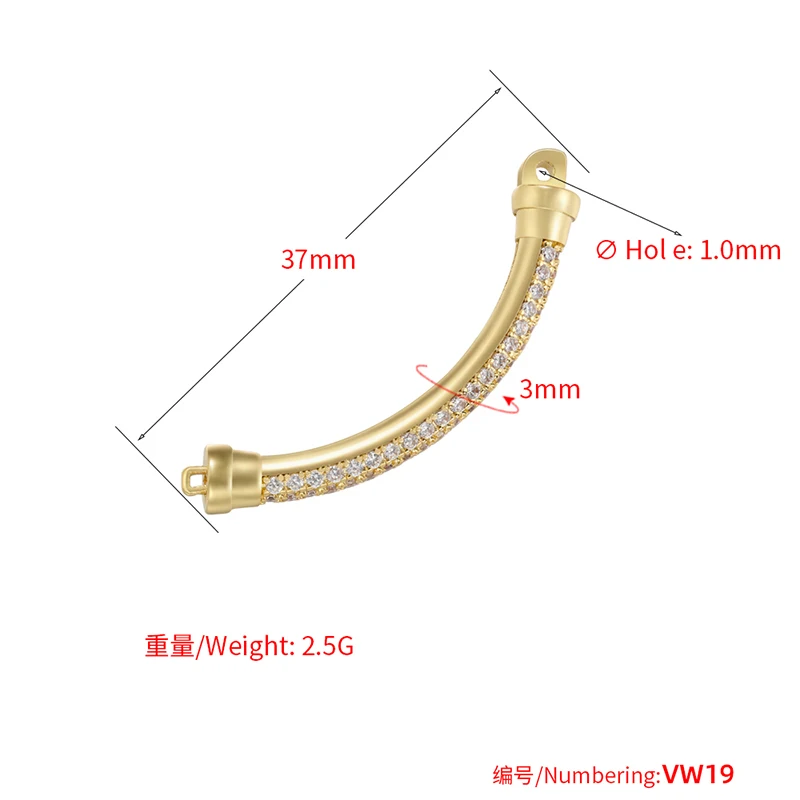 ZHUKOU gold color bracelet connectors accessories women DIY jewellery making supplies Cubic zirconia connectors wholesale VW19