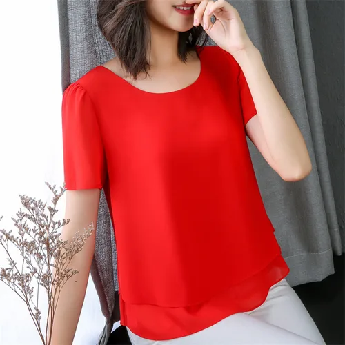 Imagen 2 del producto Blusa de gasa con volantes para mujer, camisa elegante para oficina, Tops de verano, 2024