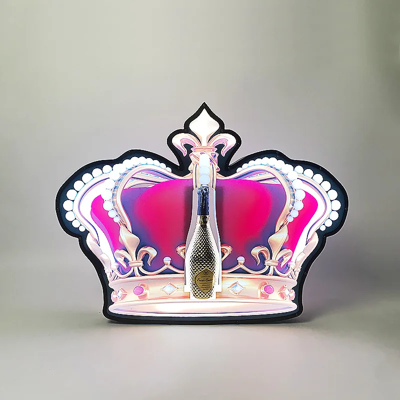 Premium Custom LED Liquor Display StandNightclub Portable Acrylic For Wine Rack Custom Sign Art Deco Style LED Light VIP Service
