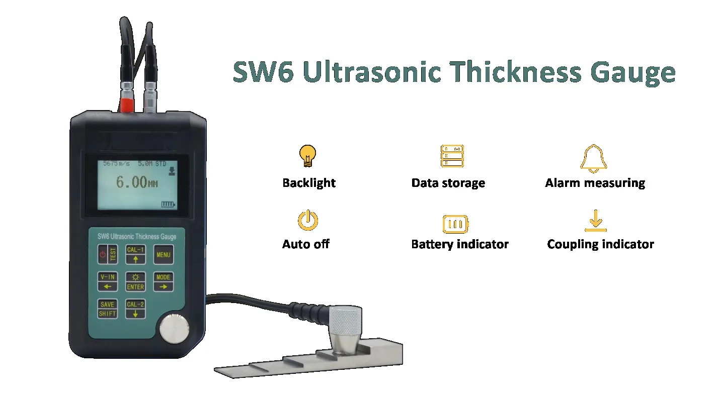 Ultrasonic Thickness Gauge_ Plastic/glass/ceramics/metal/steel/plate/stainless Steel/pipe Wall Thickness Tester_ SW6