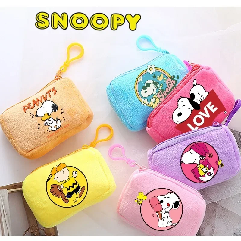 Cute Snoopy Mini Coin Purse Peanuts Plush Zipper Wallet Pendant Women's Clutch Bag Key Earphone Pouch Fashion Kawaii Kids Gifts