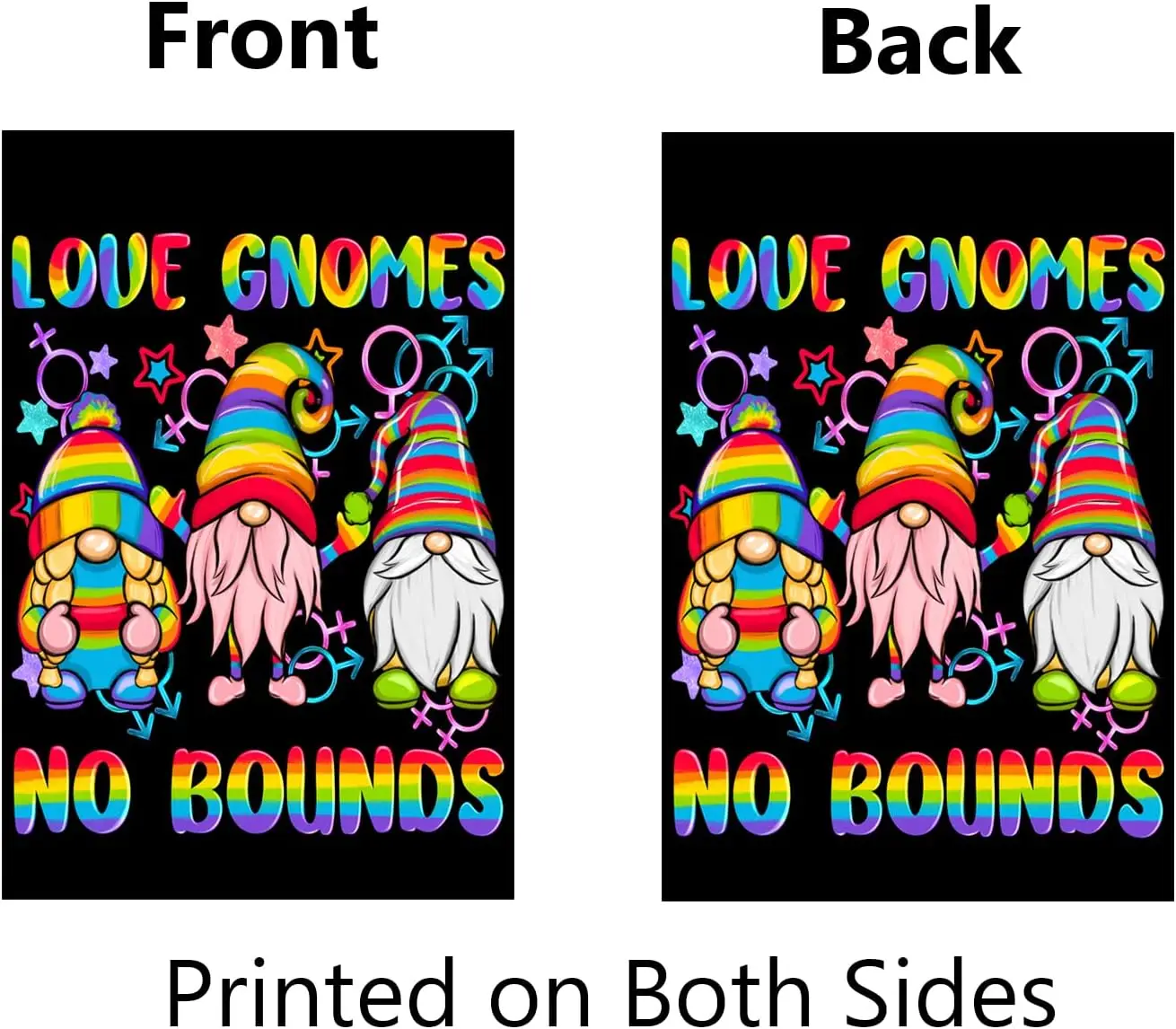 Gnomes Pride Garden Flag 12x18 Inch Vertical Double Sided Love Gnomes No Bounds Gay Pride Flags LGBTQ Rainbow Gnome Yard Flag LG