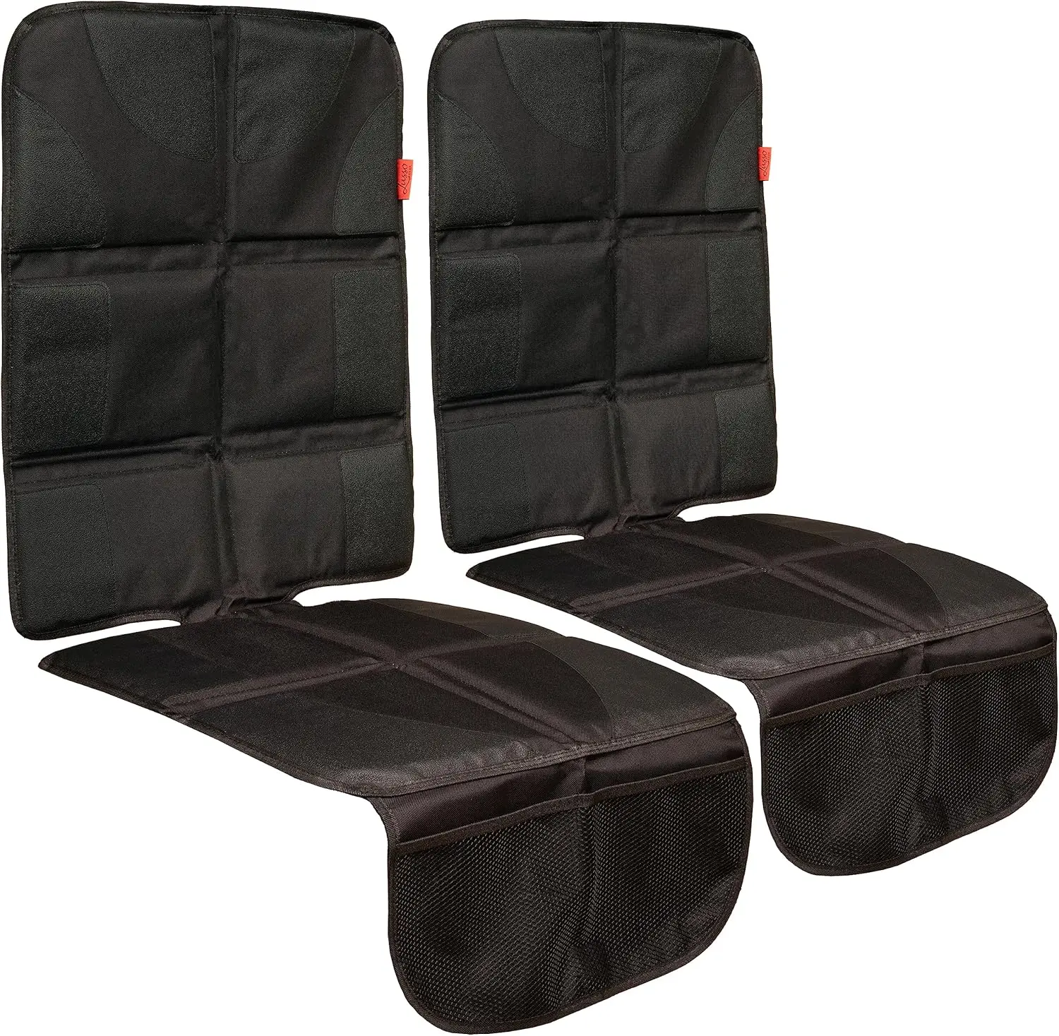 

Car Seat Protector – Thick Padding – Waterproof Cover Under Baby Seat with Two Mesh Pockets – Black Non-Slip Design