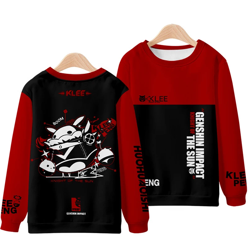 

Genshin Impact Cartoon Peripheral Round Neck Sweater Kerry Carve Qing Paimeng Impression Long Sleeve T-shirt anime Clothes Coat