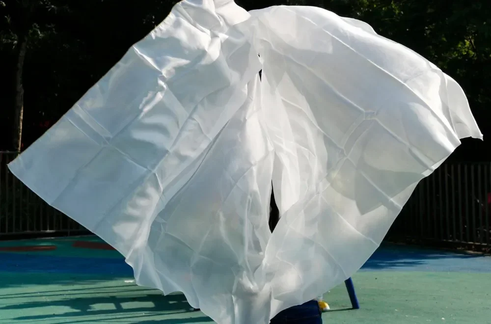 Velo de danza del vientre de seda 100% Real, 1 pieza, accesorio de danza del vientre, velo de seda para danza del vientre, chal, bufanda, tamaño personalizado, Color blanco puro