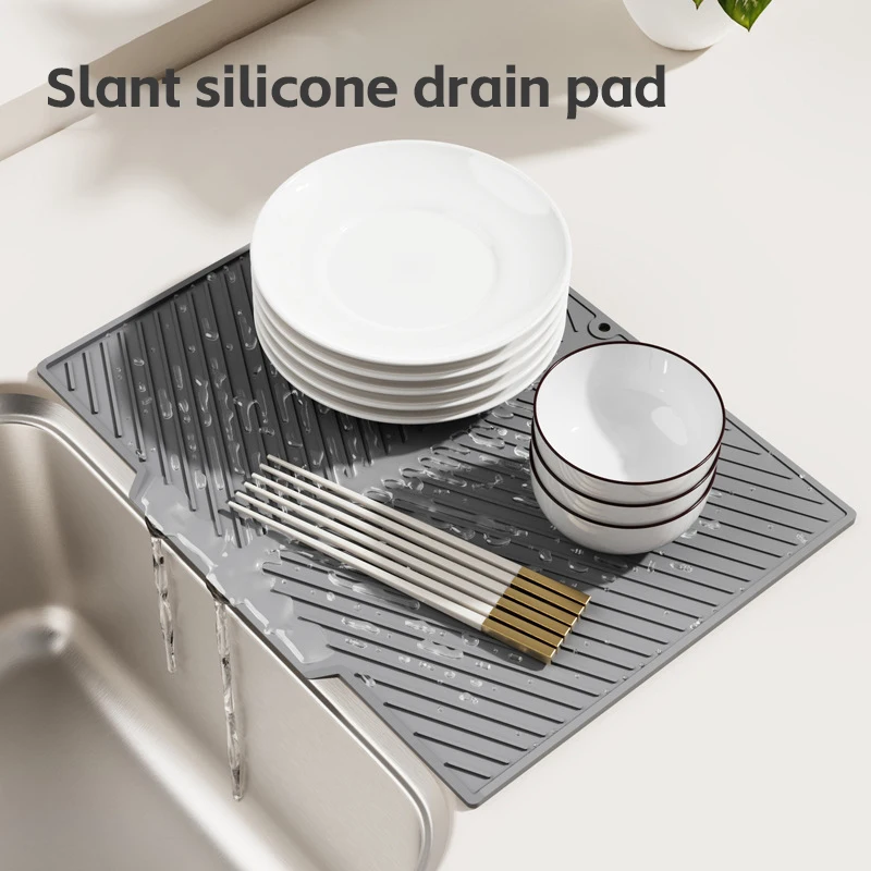 

1pc Silicone Draining Pad Drying Mat Pots Dish Drain Mat For Non-slip Mats High-temperature Anti-scald Coaster Kitchen Utensils