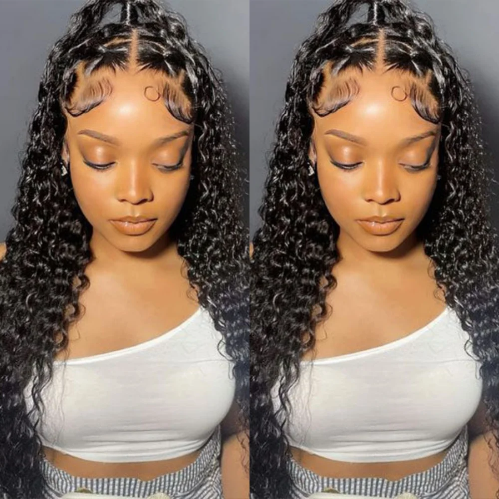 

13×4 Deep Wave Human Hair Wig Transparent Lace 200 Density Pre Plucked Hairline Heat Resistant Adjustable Cap Brazilian Hair