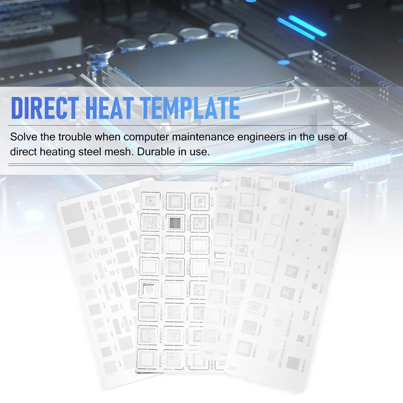범용 BGA 스텐실, MTK MSM 삼성 화웨이 샤오미 아이패드 CPU RAM PM 파워 IC 리볼 핀, 직접 열 템플릿, 4 개