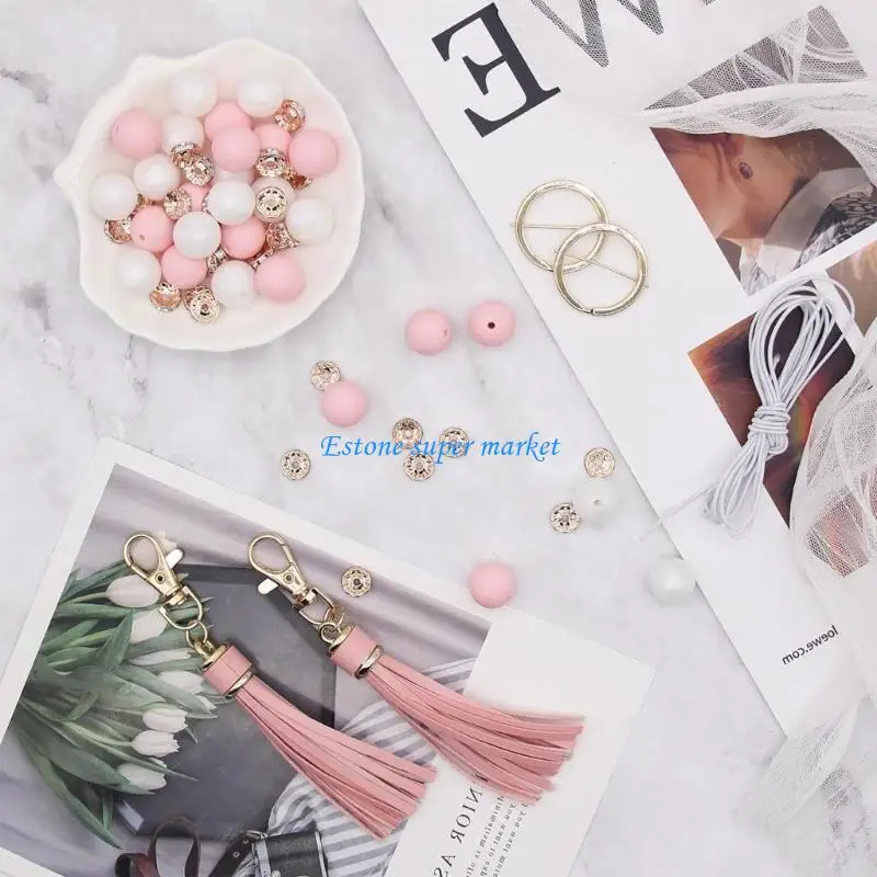 090B مجموعة خرز سيليكون عصرية لسلسلة المفاتيح DIY لصنع أنماط الألوان العصرية والأشكال