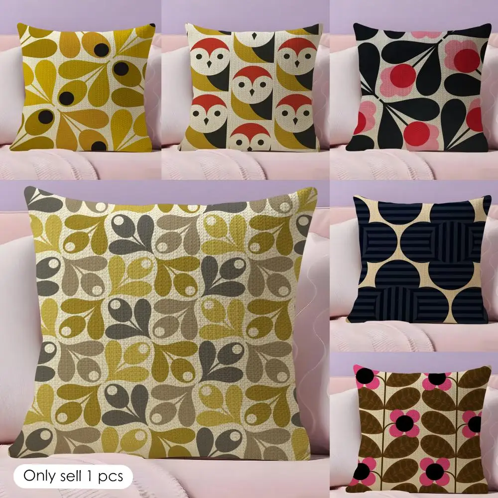 Brand O-Orla Kiely Cushion Cover Natural Linen Organic Fabric Double-Sided Printing Sofa Home Decor Gift Pillow Cover